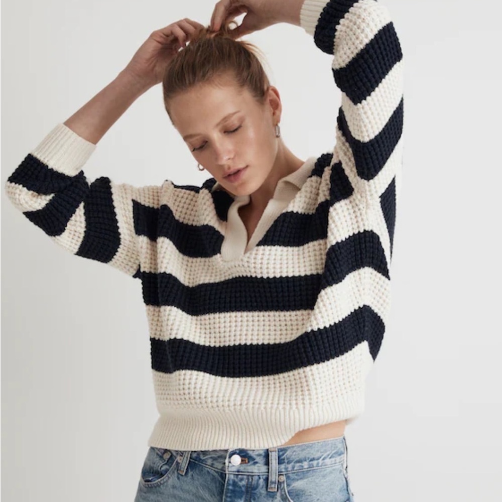 Madewell Waffle-Knit Henley Sweater - Picture 2 of 9